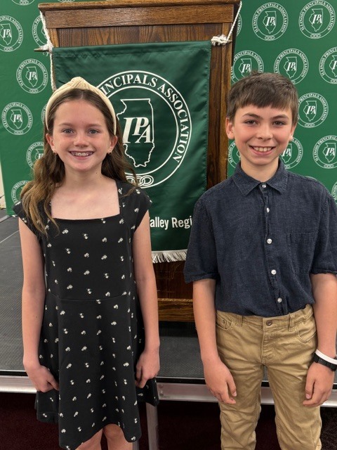 Isaac Schumacher and Lucie Bowman, getting honored this morning at the annual Illinois Principals Association breakfast!