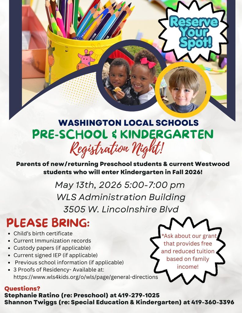 Preschool registration may 13th 5-7pm at Lincolnshire bldg