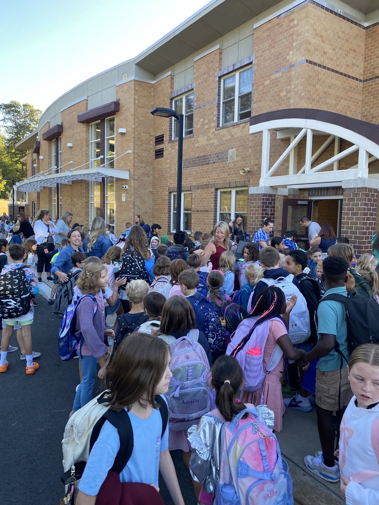 Students and teachers connected before getting ready to head inside.  