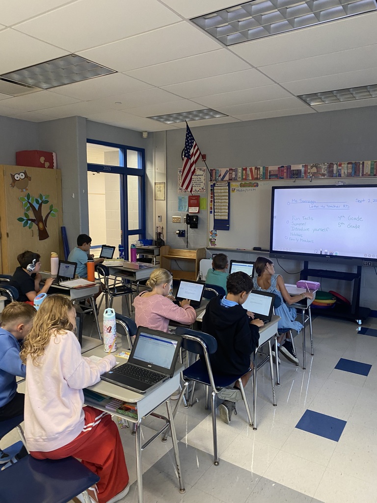 4th-grade students in Ms. Sonzogni's class wrote letters to their teacher about their summers.  