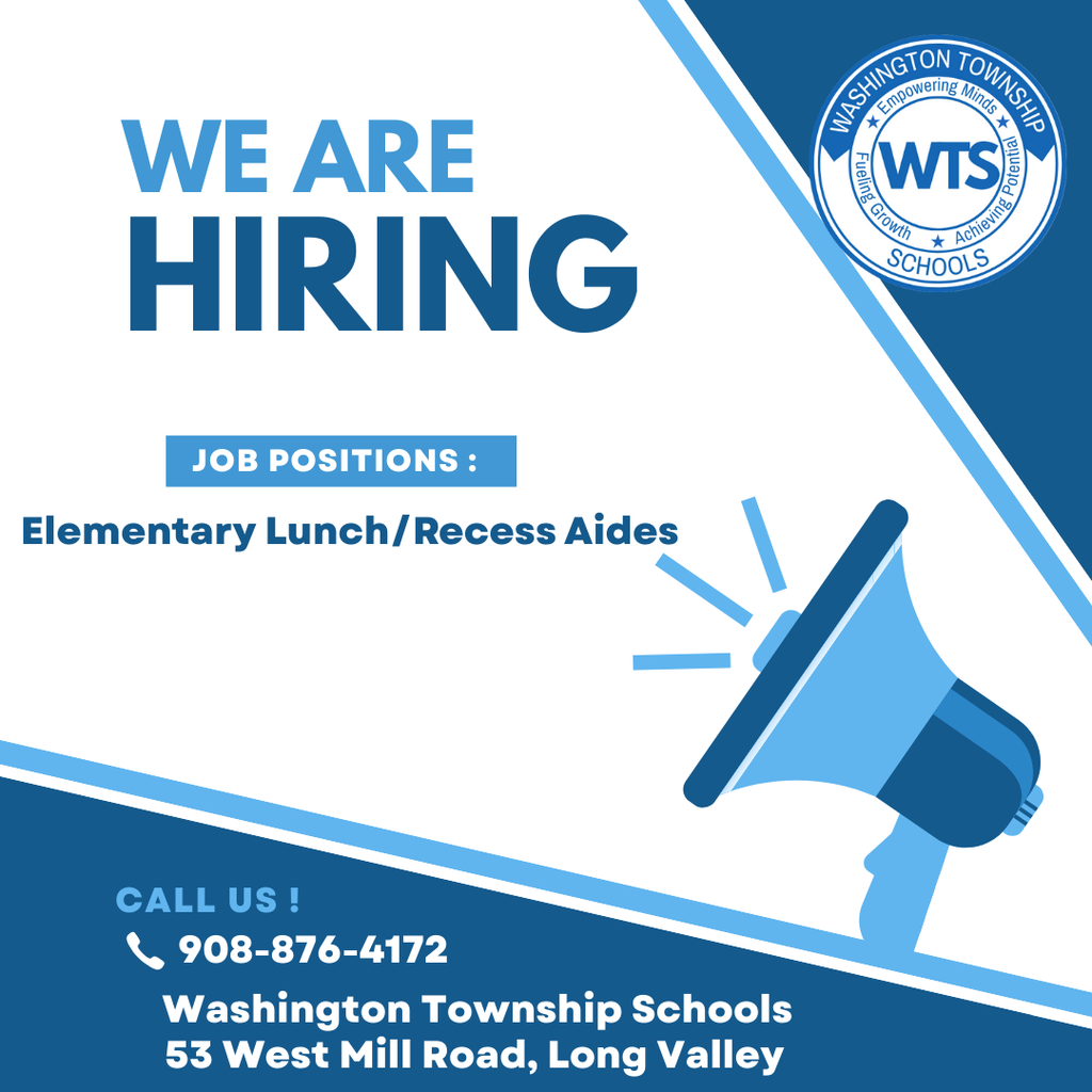 We Are Hiring:  Elementary Lunch/Recess Aides