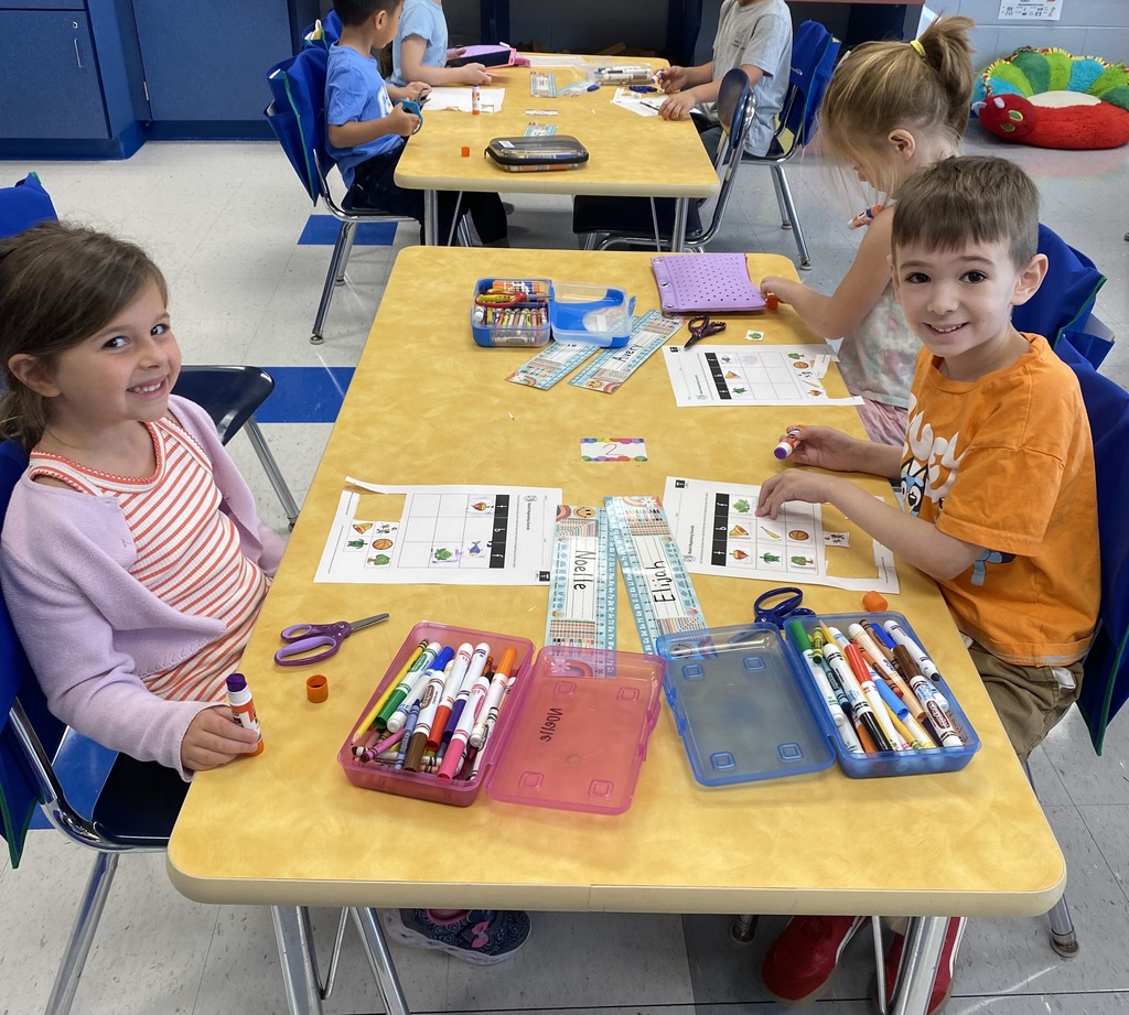 Kindergarteners worked on the letters t, b, and f.