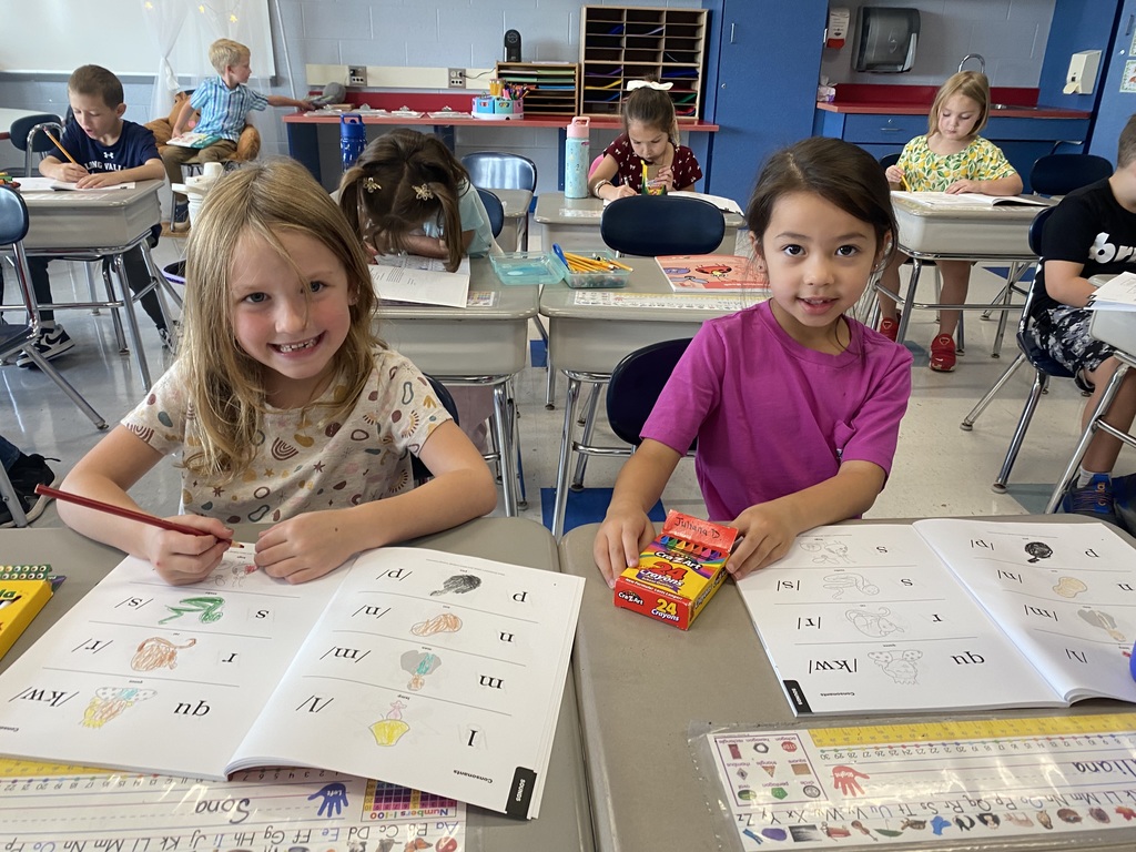 First-graders working with the new Fundations program.  