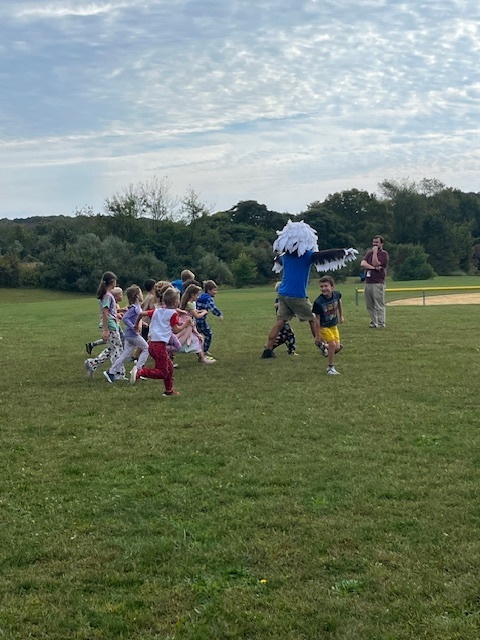 Fourth graders ran around with Nellie.  