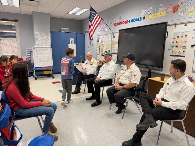 Veterans shared stories in fifth-grade classrooms.