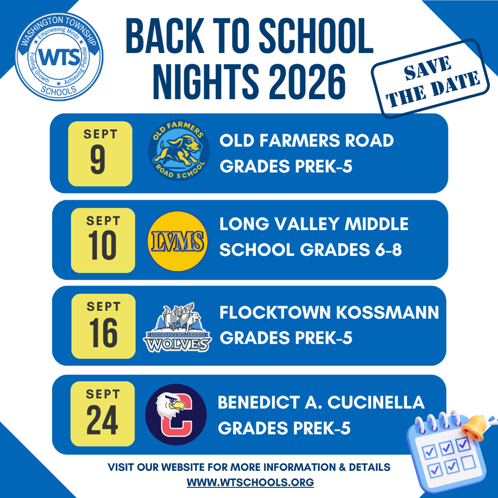 Back to school night dates are OFRS Sept 9, LVMS Sept 10, FKS Sept 16, BAC Sept 24
