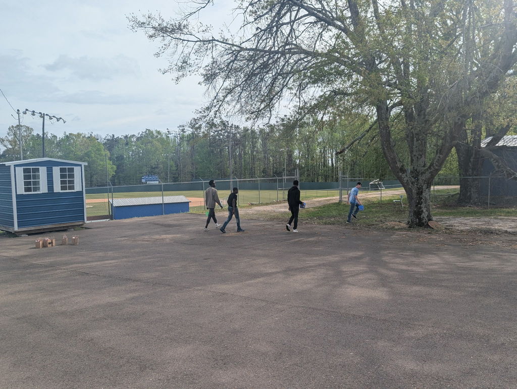 students hunting eggs