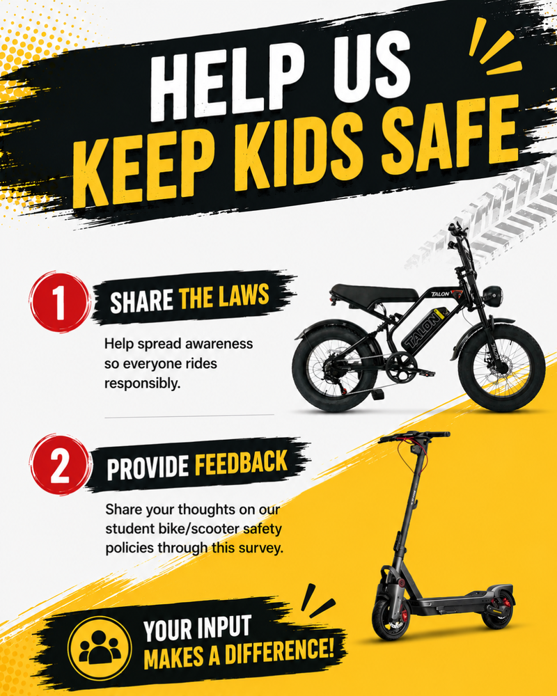 bike safety survey flyer asking for help keeping kids safe by sharing feeback