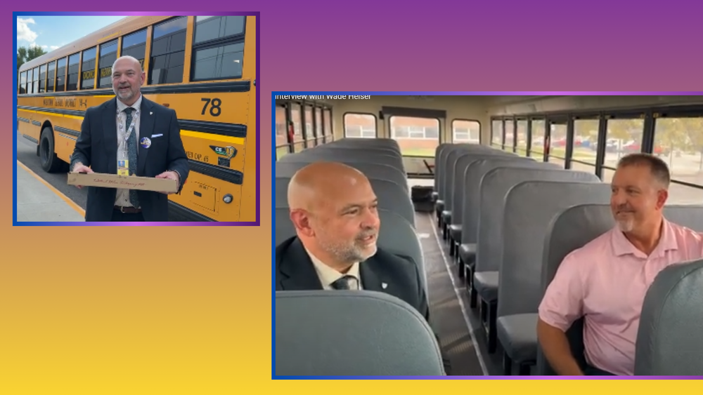 photos of Dr. Danielsen and Wade Heiser on a bus