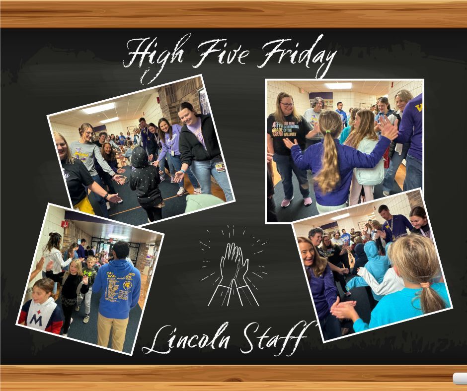 Lincoln staff line the hall giving high fives to smiling students as they walk by.