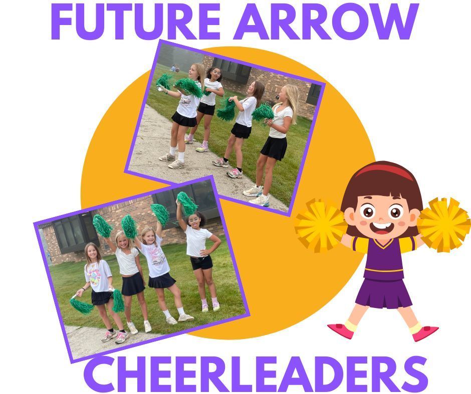A group of 4th grade girls outside during recess smiling and cheerleading together.