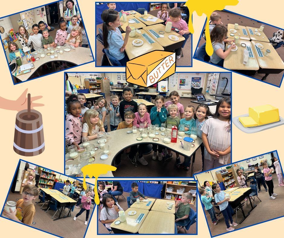 Mrs Vega's 1st grade students making butter.
