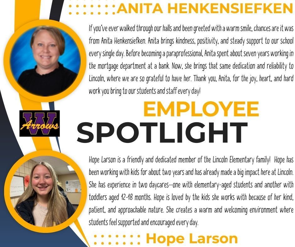 staff spotlight for Anita Henkensiefken and Hope Larson