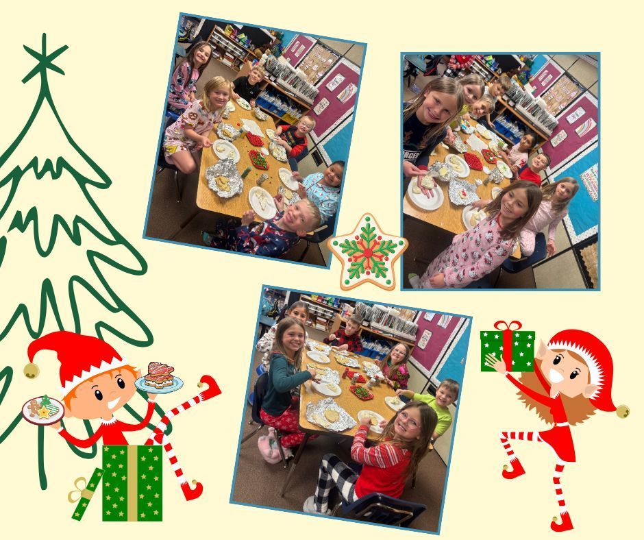 Mrs. Schlimgen's class decorating Christmas cookies.