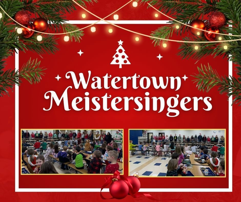 Watertown Meistersingers caroling to grade 1 in the lunchroom