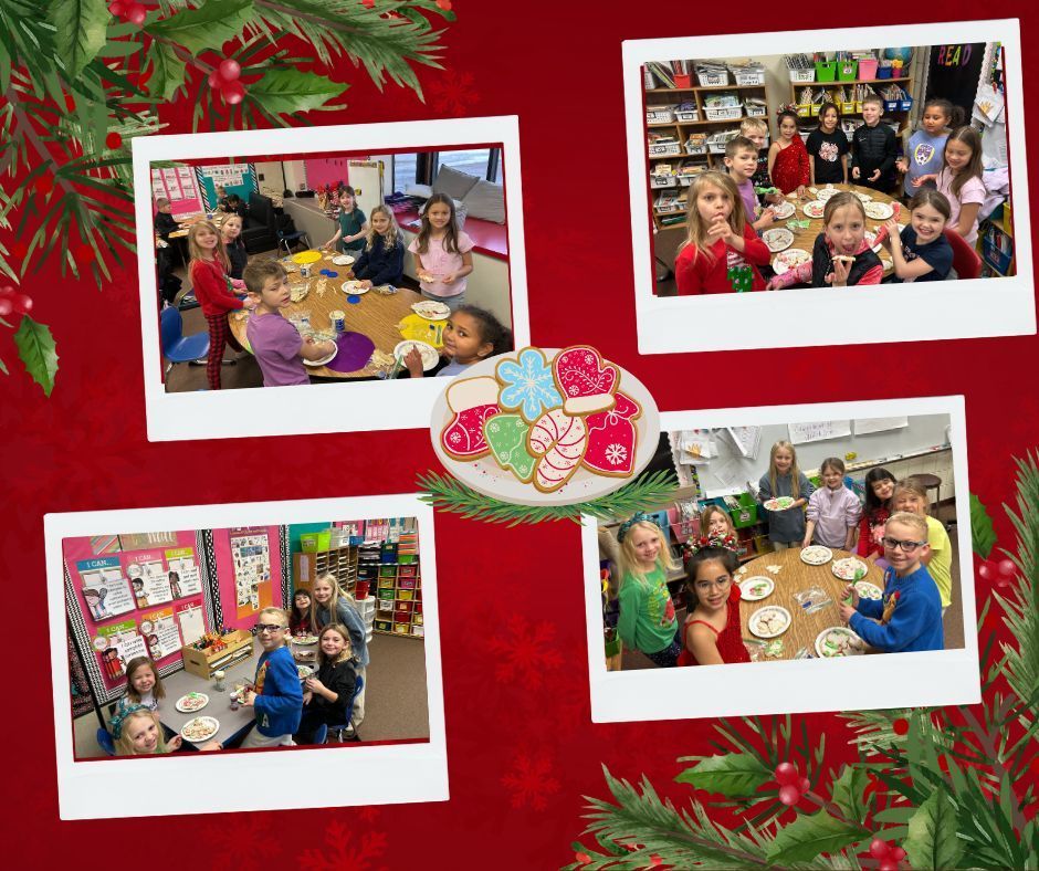 Mrs. Struckman's 2nd graders creating Christmas Cookies