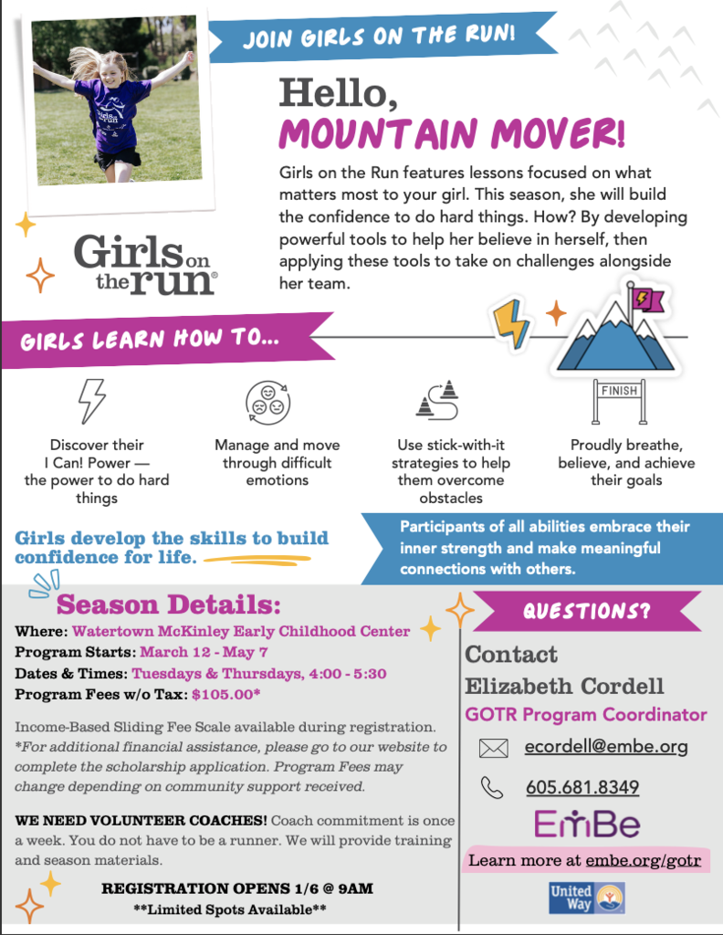 Girls on the Run information sheet.
