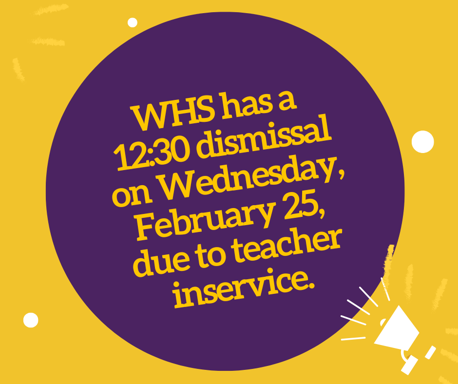 Reminder: 12:30pm dismissal on Wednesday, 2/25, due to teacher inservice.