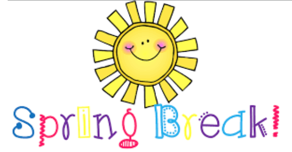 Spring Break wording with a smiling sunshine