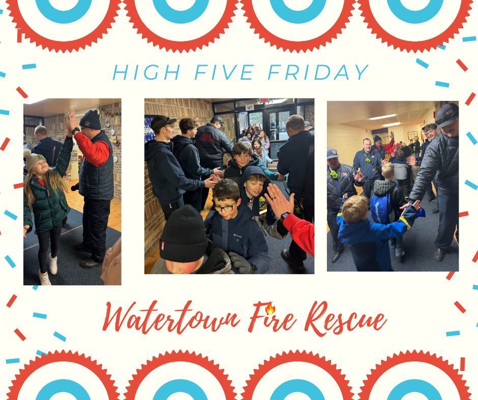 Watertown Fire Rescue giving high fives