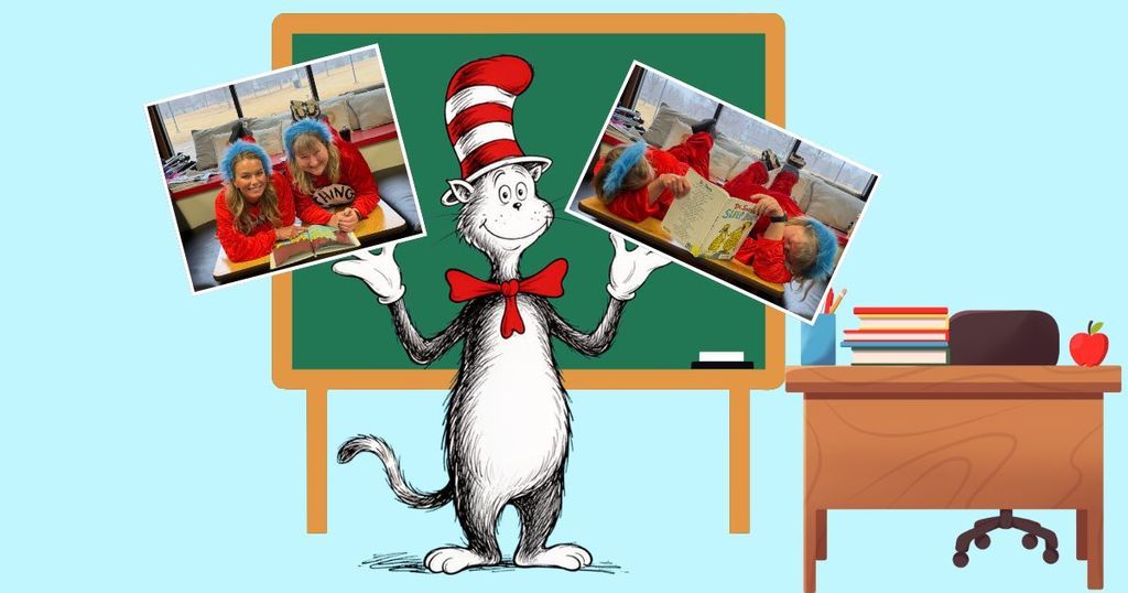 Thing 1 and Thing 2 visiting Lincoln Elementary 