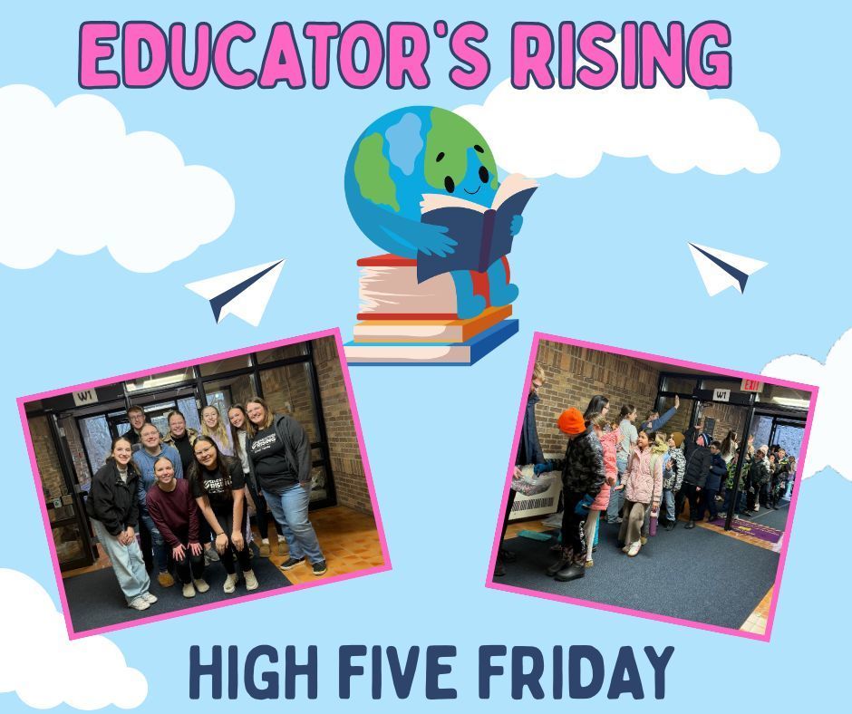 Students entering Lincoln Elementary are greeted by members of Educators Rising, who are standing in a line giving enthusiastic high fives and smiles to kick off the day.