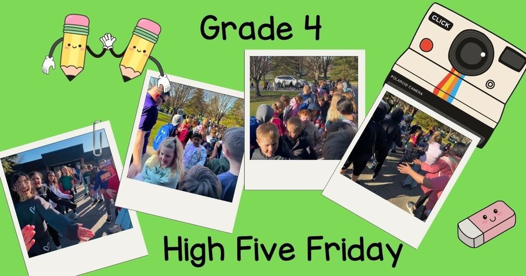 4th graders greeting students as they walk into the building.