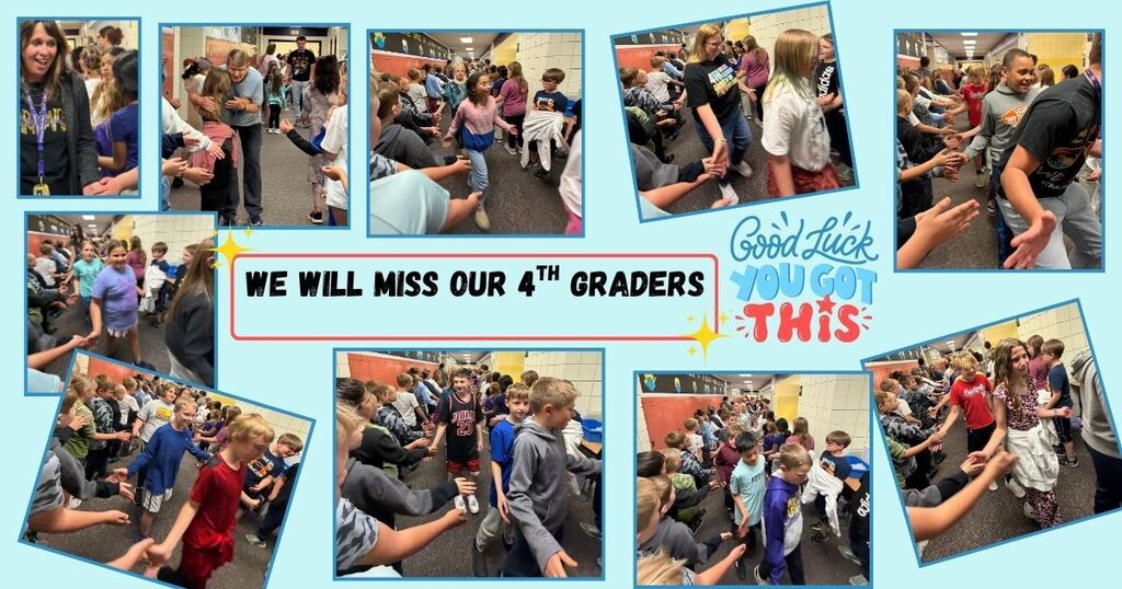 4th grade parade. 4th grade students are saying goodbye to students as they walk through the hallway of Lincoln.