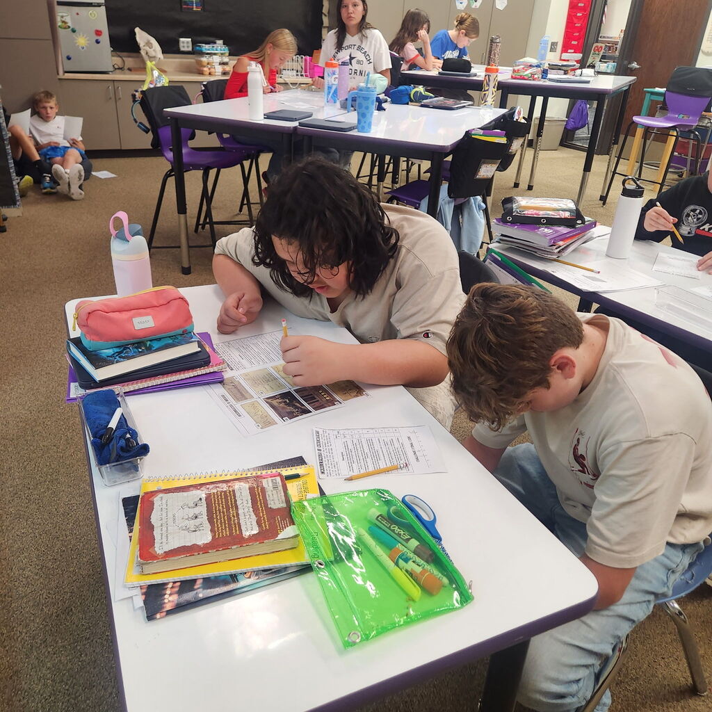 Students working