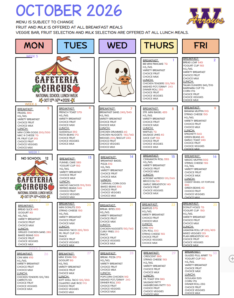 Lunch Menu Change