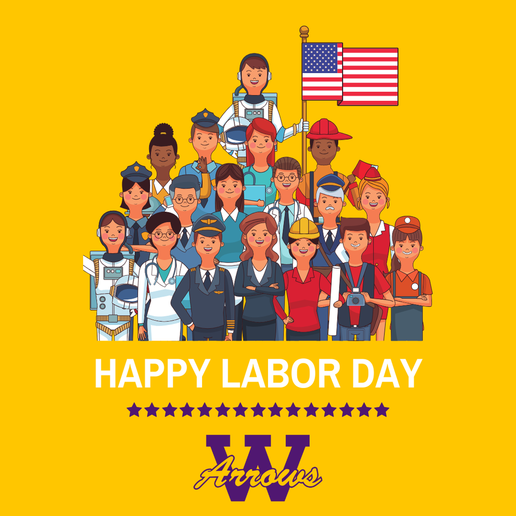 Happy Labor Day illustration with smiling people.