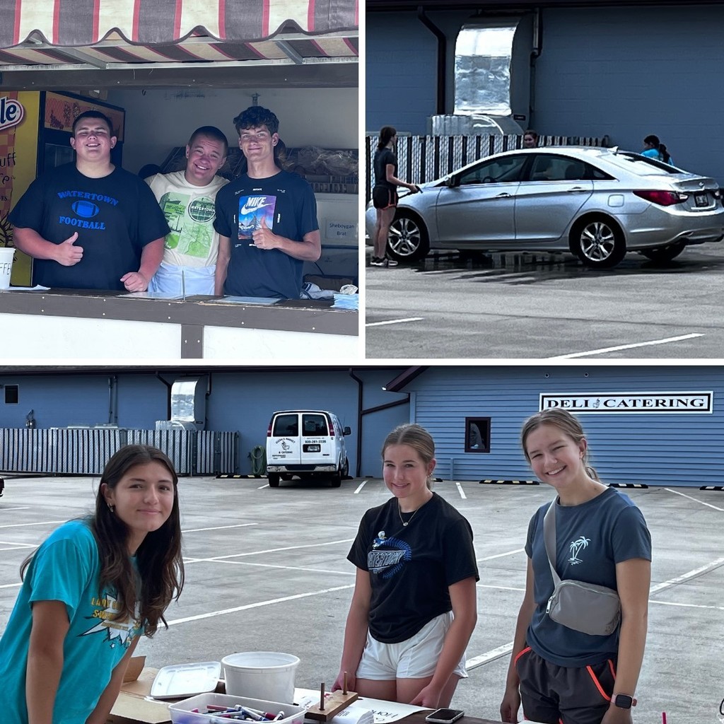 Photos of NHS students at brat fry and car wash