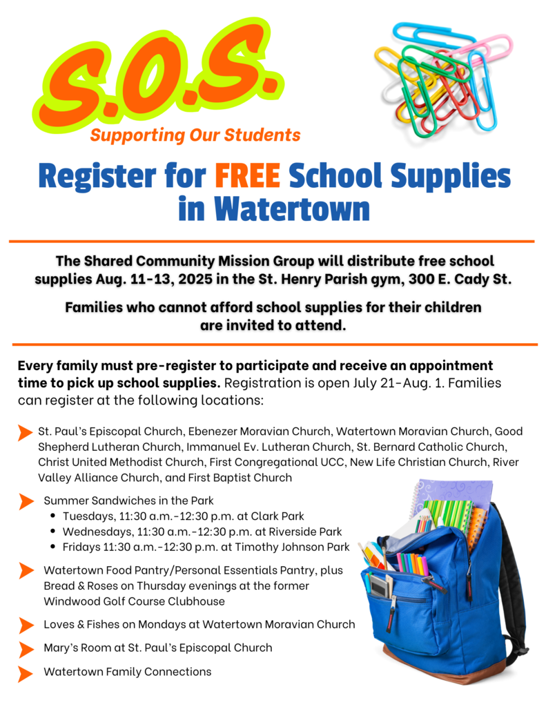 Shared Mission Group Free School Supplies Flyer