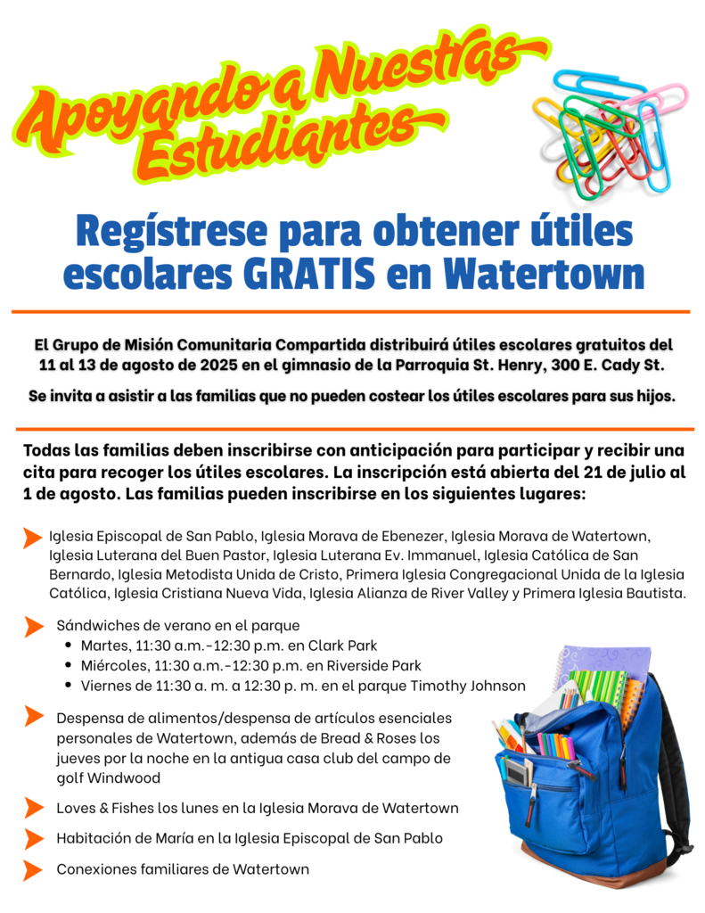 Shared Mission Group Free School Supplies Flyer Spanish