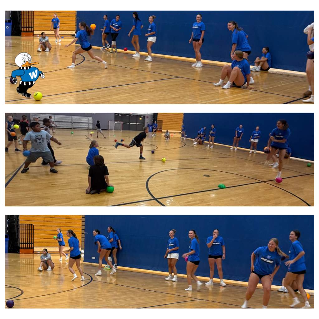 Summer School dodgeball with volleyball players