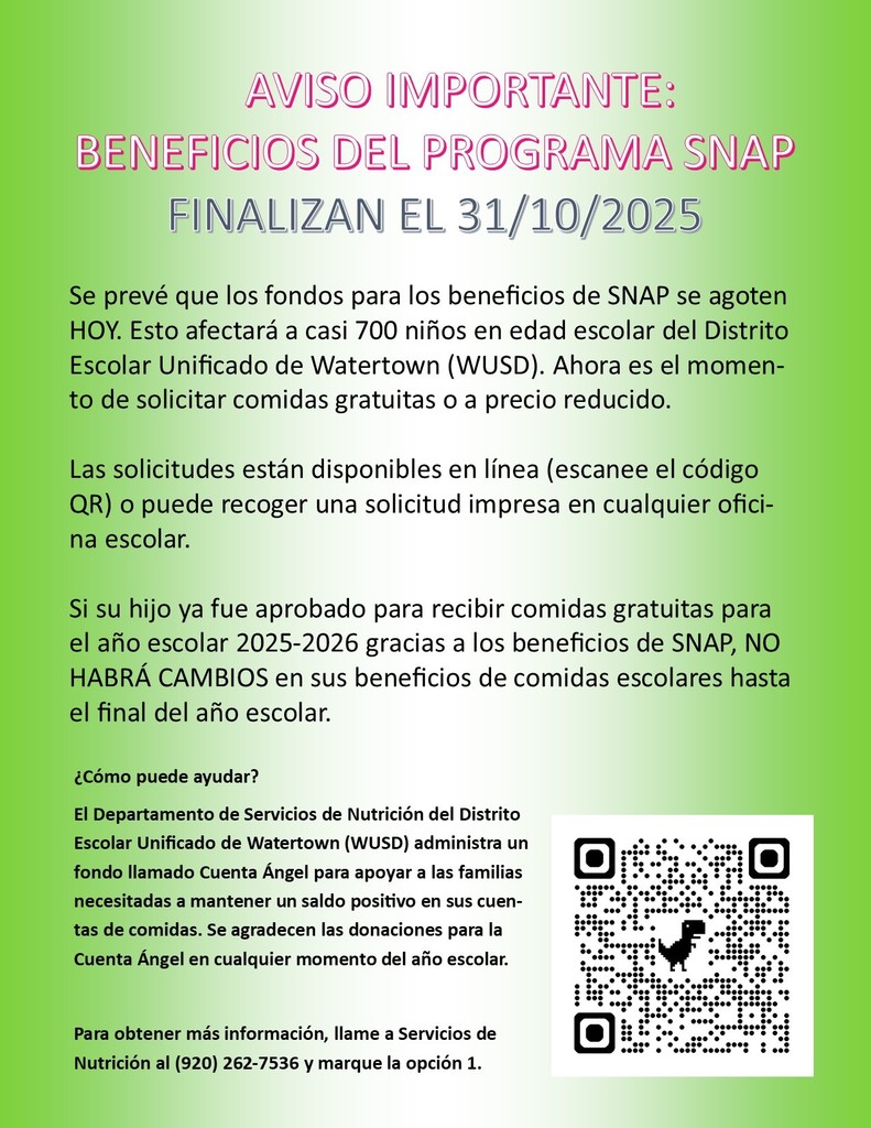 Pause in SNAP funding flyer Spanish