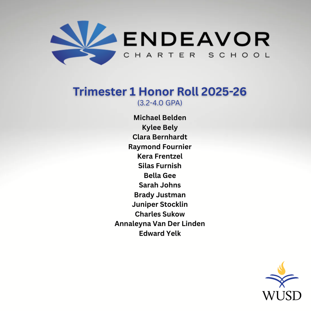 Endeavor Charter School Trimester 1 Honor Roll 2025-26