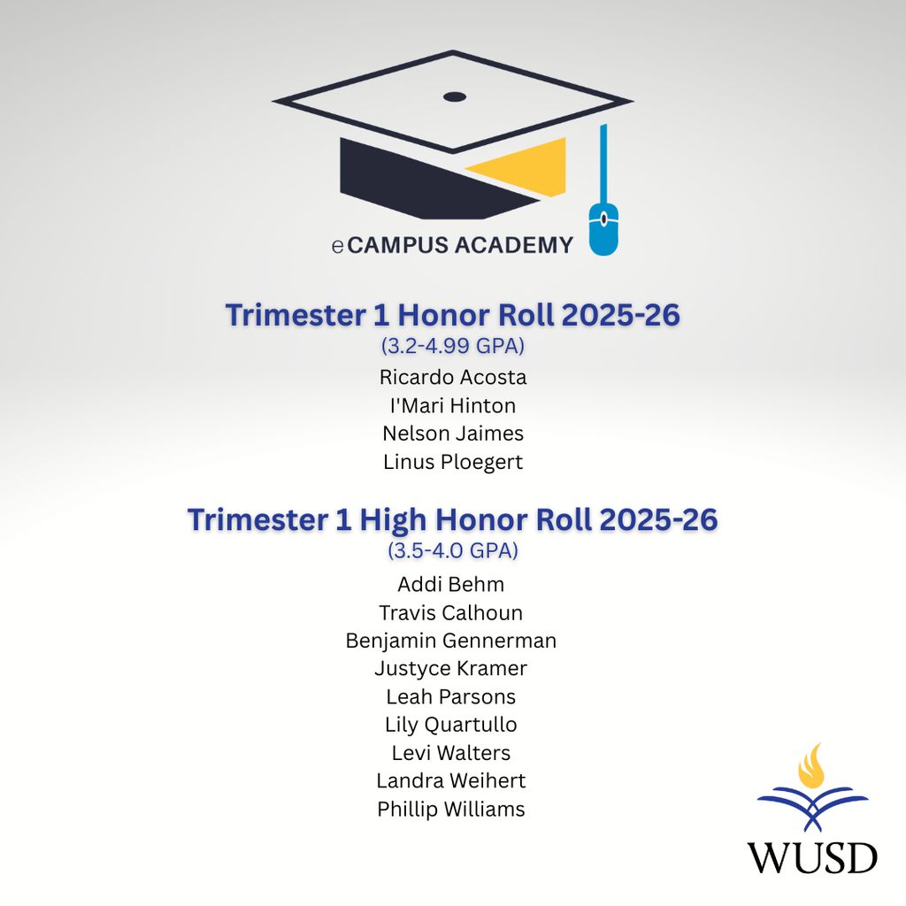 eCampus Academy Tri 1 Honor Roll 2025-26