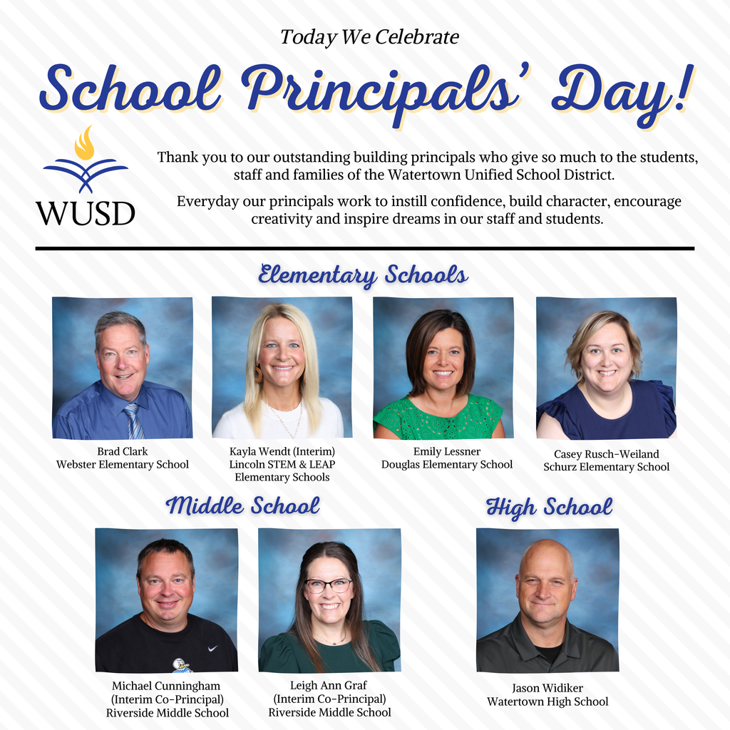 Collage of WUSD Principals photos for National Principals' Day