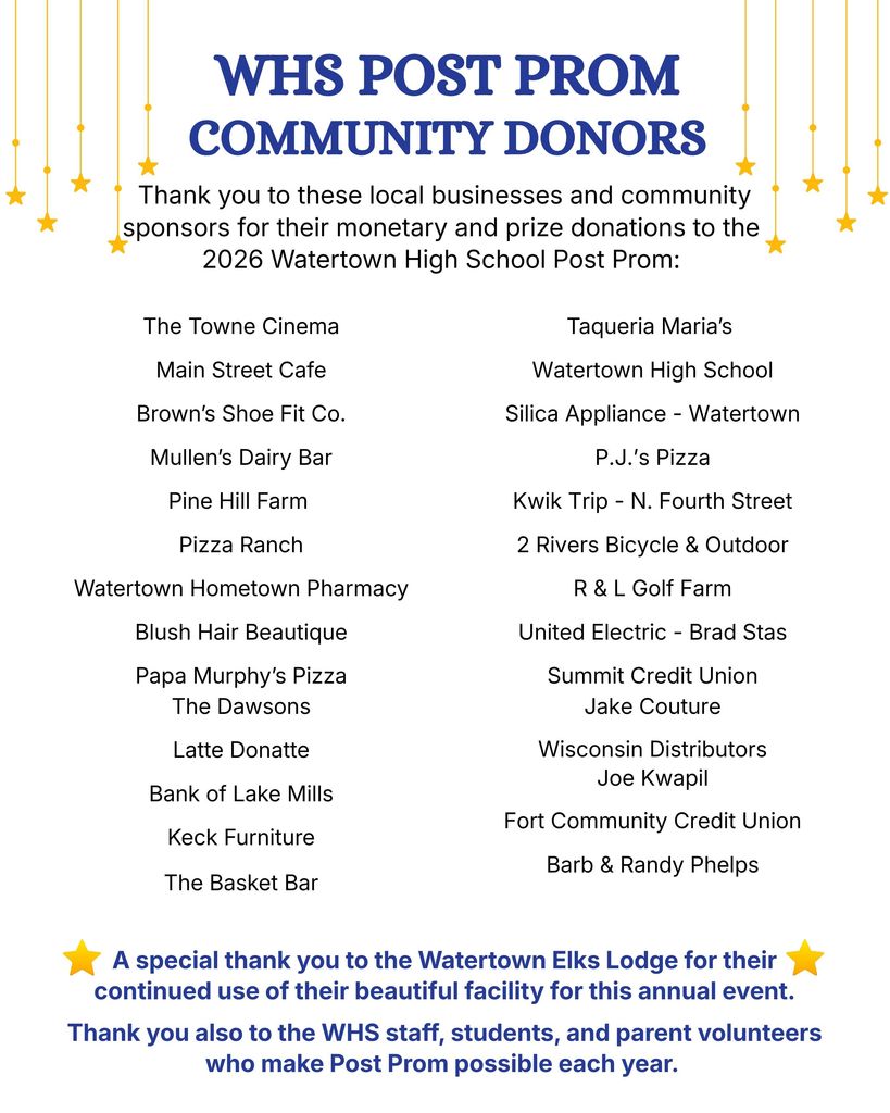 Post Prom Donor List