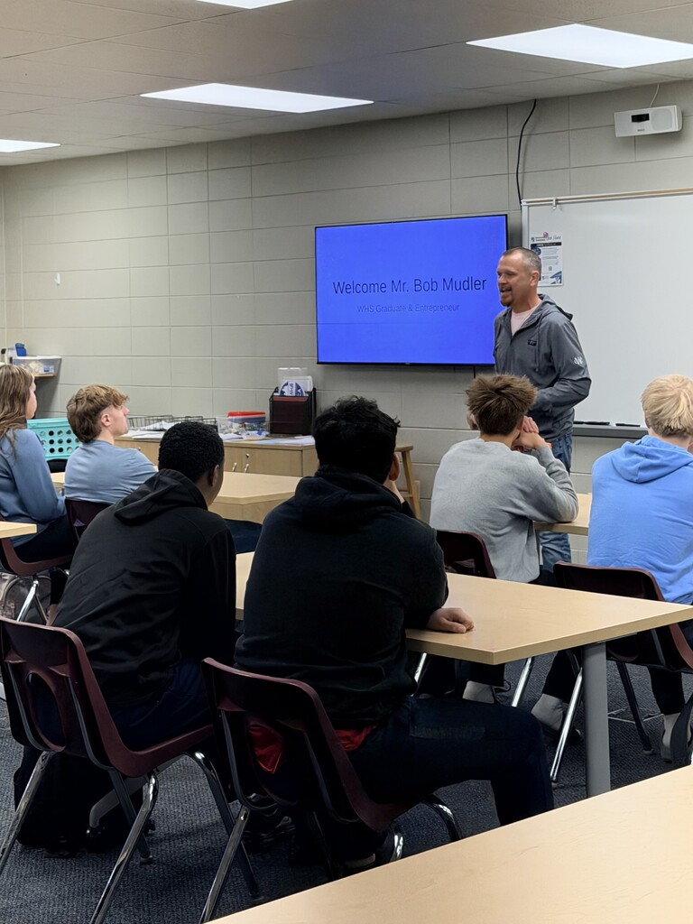 Thank you to Watertown High School alumni and parent Bob Mudler for recently sharing his insights and experiences as a local business owner with students in Diane Webber's Entrepreneurship classes.