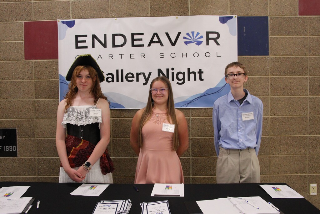 Endeavor Charter School hosts Gallery Night. Pictured is a student presenting their year-end project.