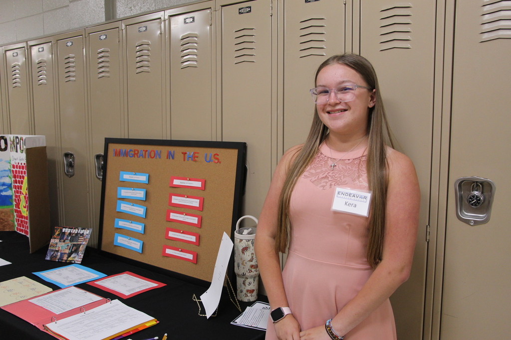Endeavor Charter School hosts Gallery Night. Pictured is a student presenting their year-end project.