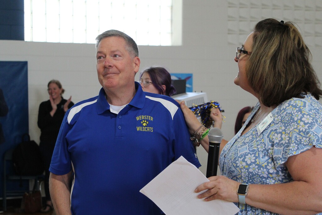 Webster Elementary School holds special assembly to honor retiring principal, Brad Clark