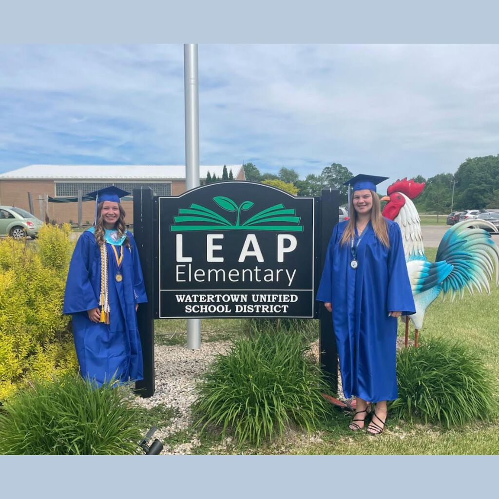 Seniors pictured at Graduation Walk at LEAP Elementary School