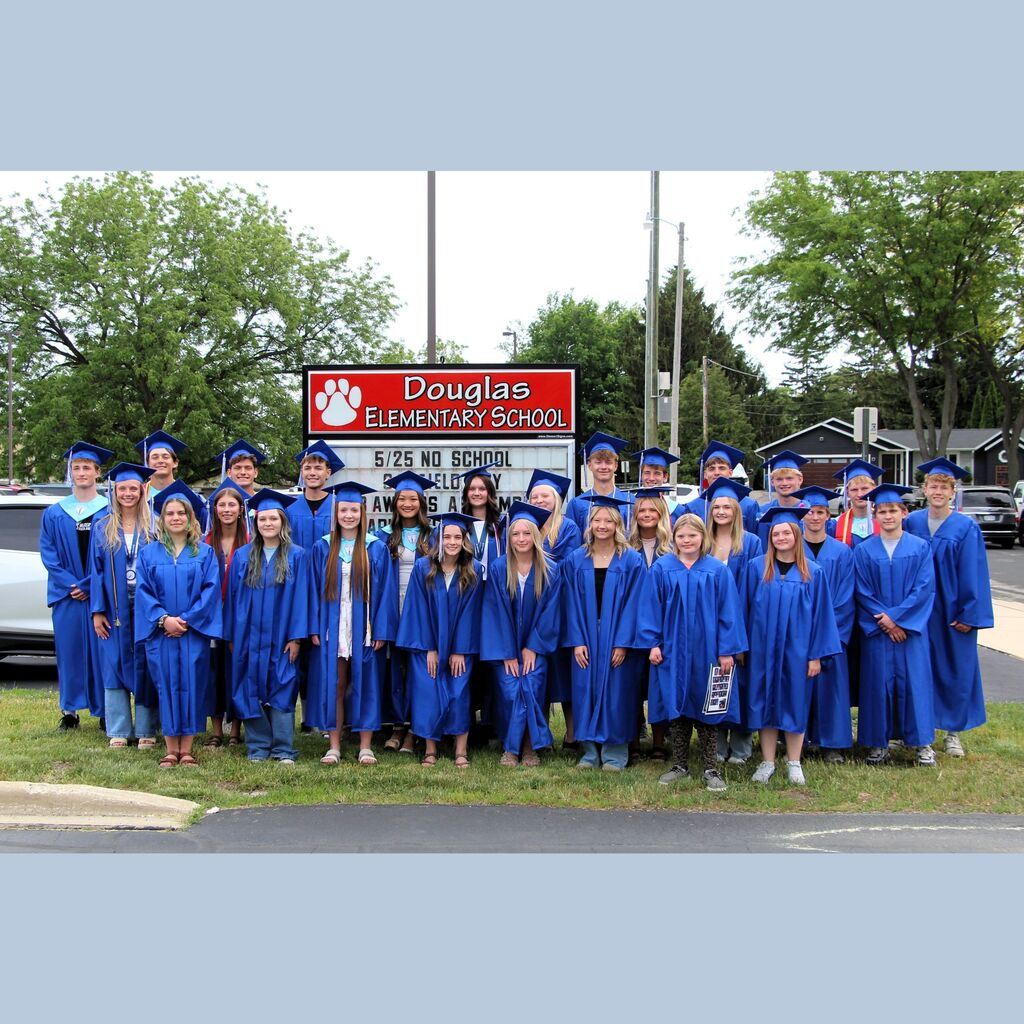 Seniors pictured at Graduation Walk at Douglas Elementary School
