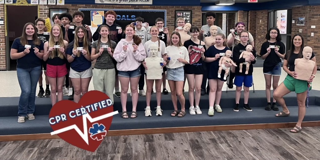 Pictured are RMS students who are now American Red Cross certified in lifesaving techniques