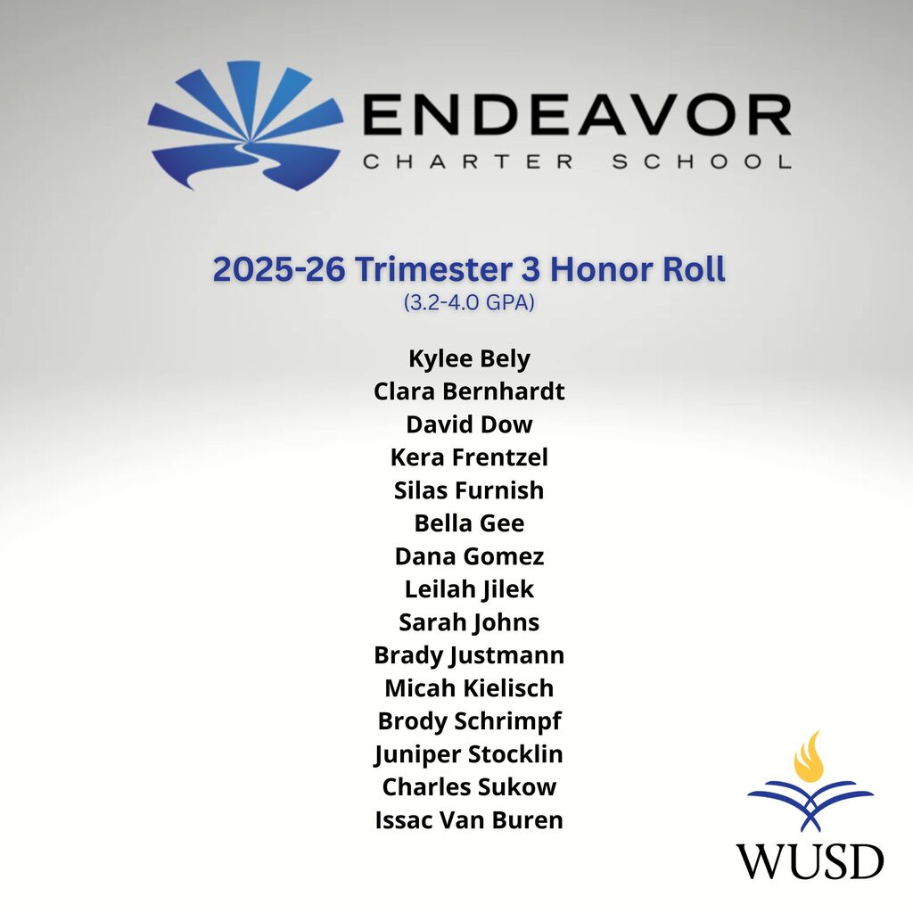 List of students who made the Tri 3 Honor Roll for Endeavor Charter School