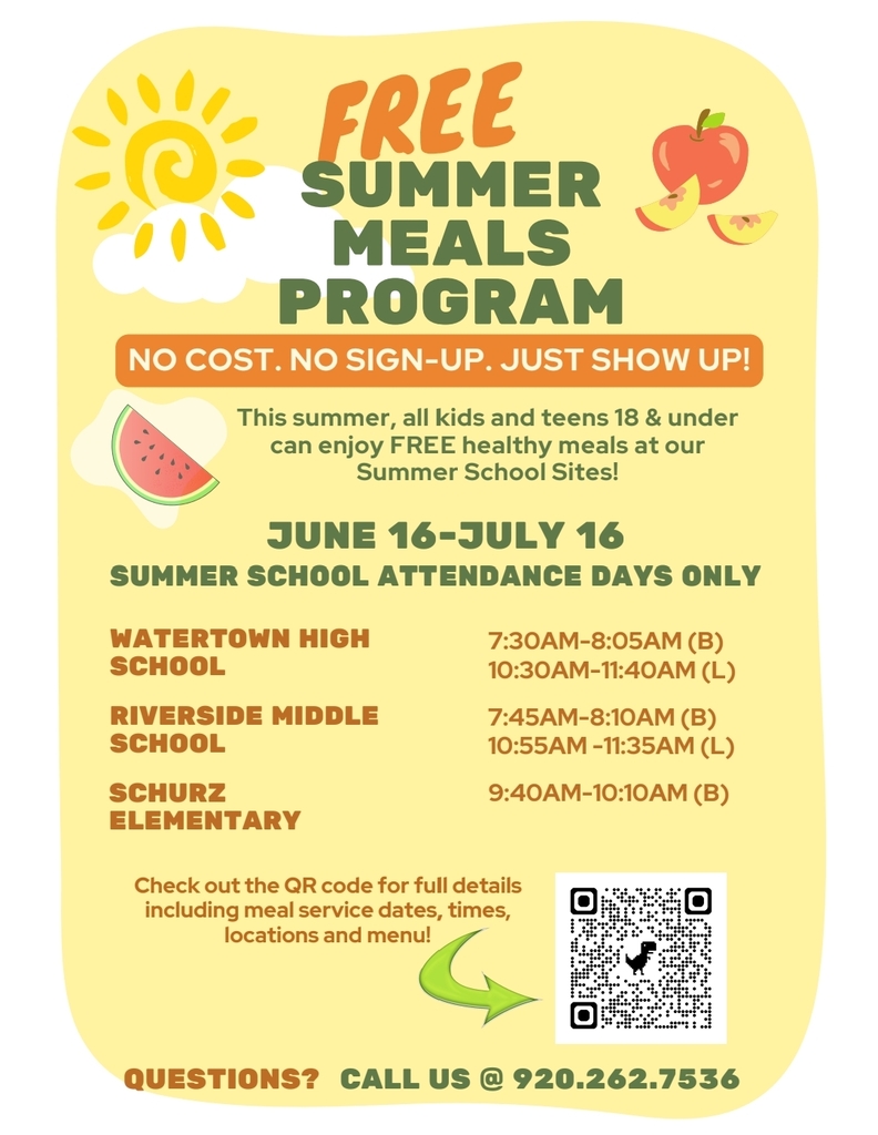 Free Summer Meals during Summer School flyer