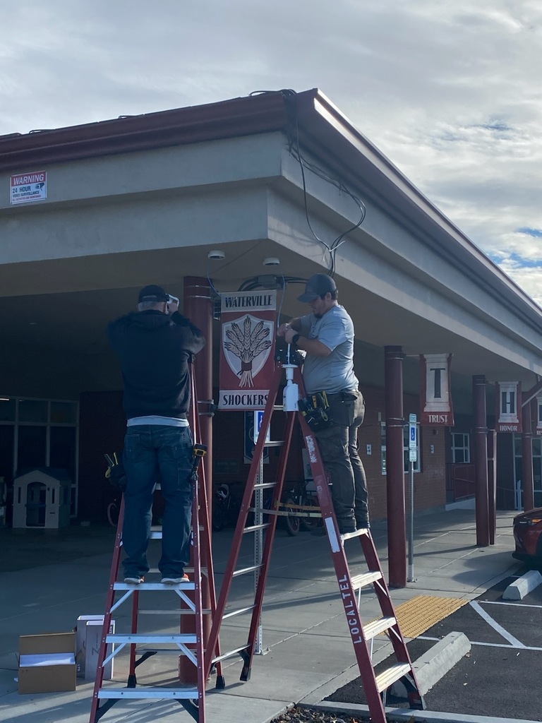 Installation of security cameras at Waterville School.